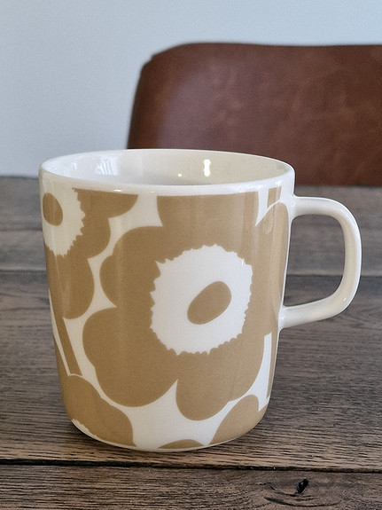 2kpl Marimekko Unikko beige mukeja (4dl)